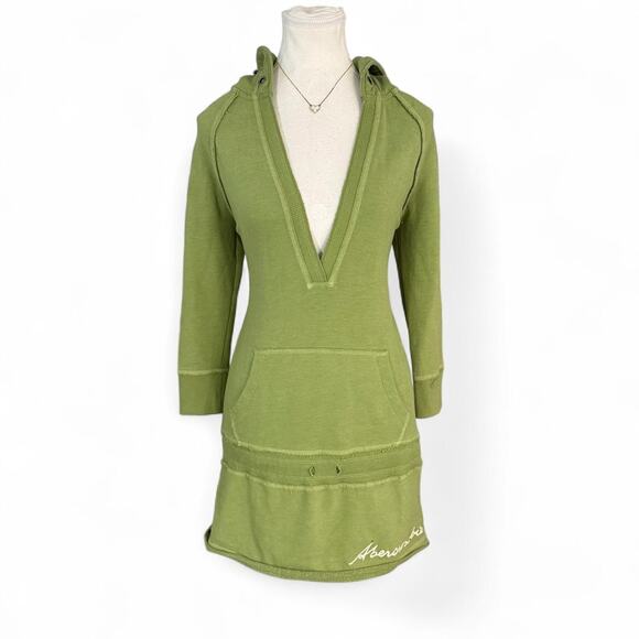 Abercrombie & Fitch Dresses & Skirts - Y2K vintage Abercrombie & Fitch green cotton & hooded mini dress logo size large